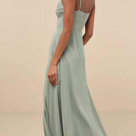 Lulus Sweeney Sage Brush Sleeveless Maxi Dress Green - Size S - Picture 3 of 3
